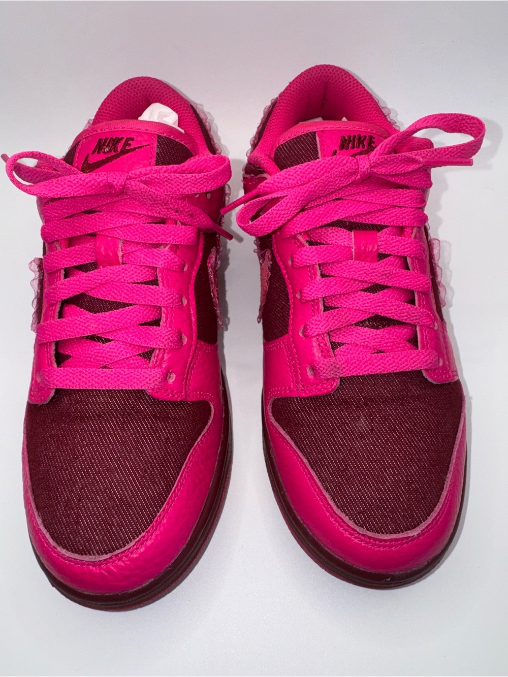 🔥 Nike Dunk Low LX “Pink Foam/Burgundy Crush” Ruffle Swoosh Women’s 7 🔥 - Picture 6 of 17